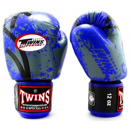 Боксерские перчатки Twins Special с рисунком (FBGV-38 blue)